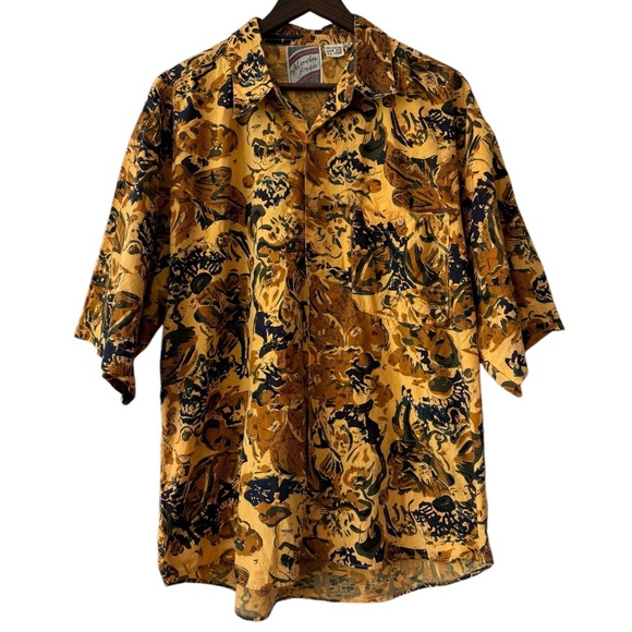 Movin Free Men’s VTG Hawaiian Abstract Button Down Short Sleeve Shirt RARE Sz XL - Picture 2 of 12